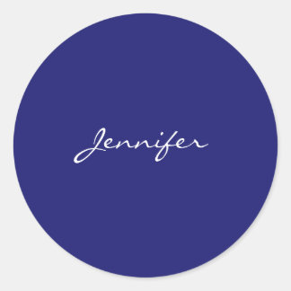 Modern Midnight Blue Plain Unique Classic Round Sticker