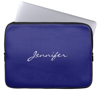 Modern Midnight Blue Plain Unique Laptop Sleeve