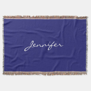 Modern Midnight Blue Plain Unique Throw Blanket
