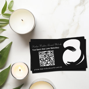 Modern Midwife Doula Maternity Black QR Code Business Card