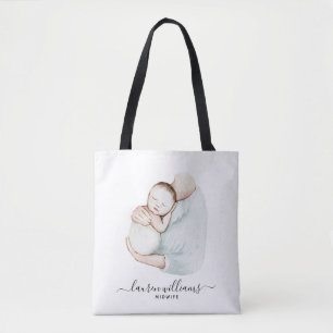 Modern Midwifes Doula Birth Nurse Cute Watercolor Tote Bag