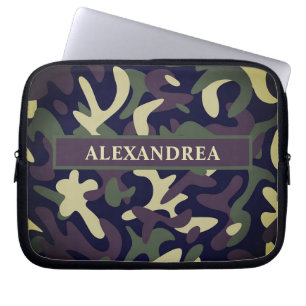 Modern Military Camouflage Green Camo Personalise Laptop Sleeve