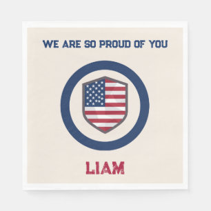 Modern Military US Flag Custom Proud Party Paper Napkin