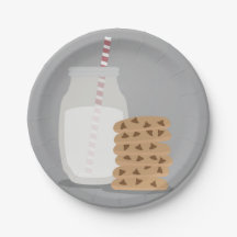 Modern Milk and Cookies Paper Plates