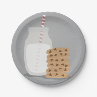 Modern Milk and Cookies Paper Plates