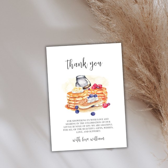 Modern Milk Berry Pancake Brunch Baby Shower Thank You Card (Modern Milk Berry Pancake Brunch Baby Shower Thank You Card)