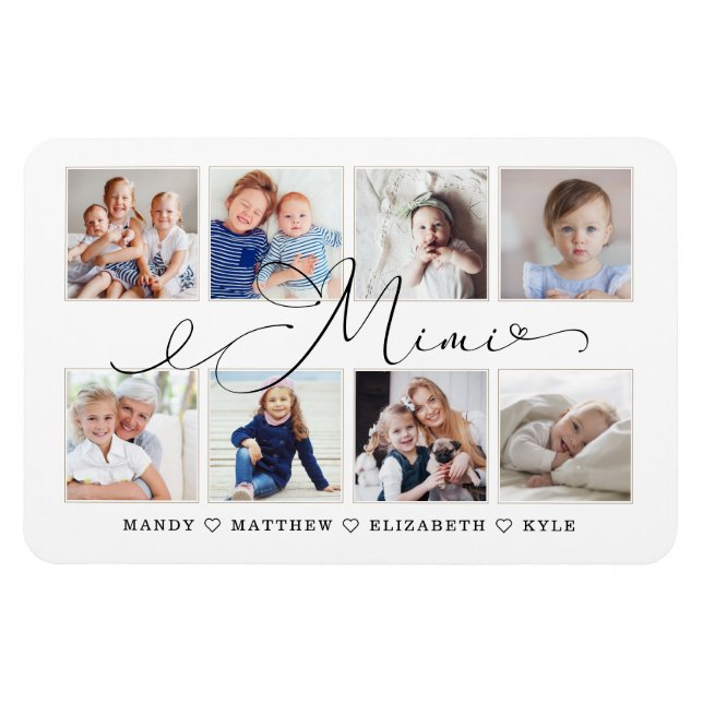Modern Mimi Script | Grandchildren Photo Collage Magnet (Horizontal)