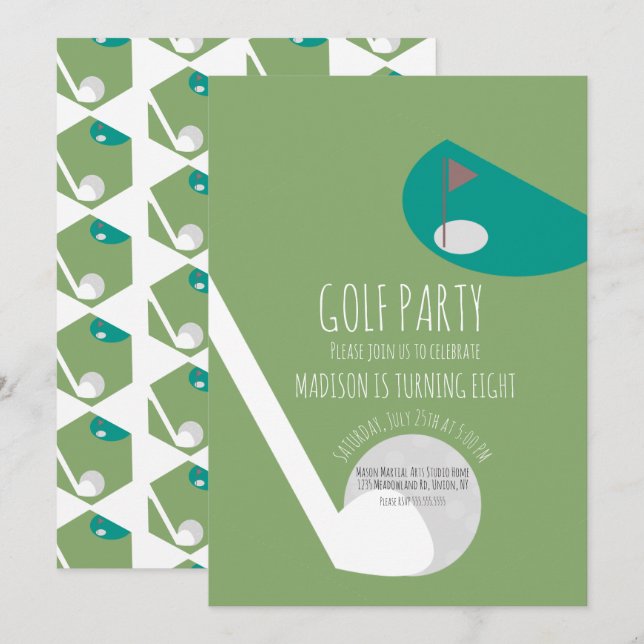Modern Minature Golf Ball Court Birthday Party  Invitation (Front/Back)