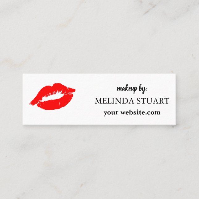 Modern Mini Makeup artist red lips Mini Business Card (Front)