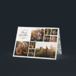 Modern minimal 11 photo botanical family holiday card<br><div class="desc">Merry Christmas. Modern minimal multi photo watercolor foliage script holiday card. Hand painted eucalyptus,  minimal foliage and modern rustic rattan wreath give this holiday card a luxurious feel. In classy sage green,  black,  green,  browns and greys. Year in review 11 photo design.</div>