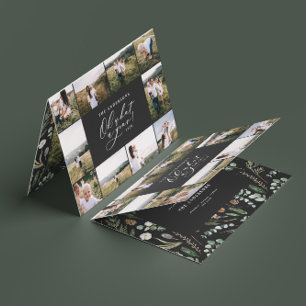 Modern minimal 11 photo new year black family holiday card