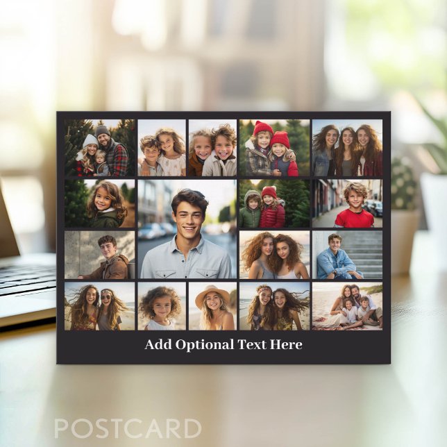 Modern Minimal 17 Photo Collage Gallery Postcard (Photo Postcard - Customize with your favorite photos)