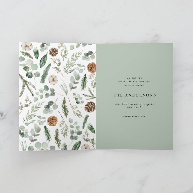 Modern minimal 1 photo Christmas elegant script Holiday Card (Inside)