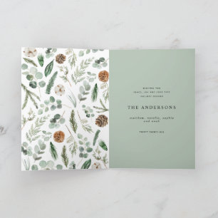 Modern minimal 1 photo Christmas elegant script Holiday Card