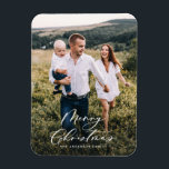 Modern minimal 1 photo Christmas elegant script Magnet<br><div class="desc">Modern minimal script holiday Christmas magnet.</div>