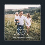 Modern minimal 1 photo Christmas elegant script Magnet<br><div class="desc">Modern minimal script holiday Christmas magnet.</div>