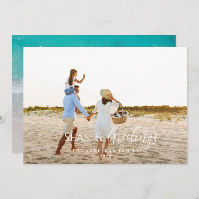 Modern minimal 1 photo Christmas Holiday Card (Front/Back)