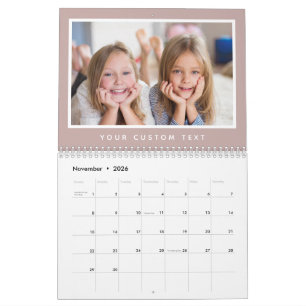 Modern Minimal 2026 Family Custom Photo Text Calendar