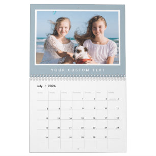 Modern Minimal 2026 Family Custom Photo Text Calendar