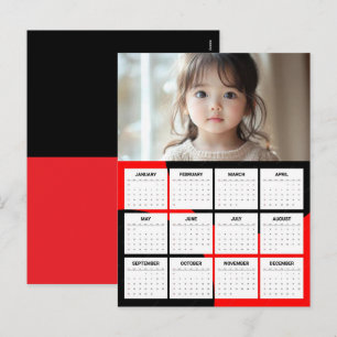 Modern Minimal 2027 Photo Year View Calendar Holiday Postcard