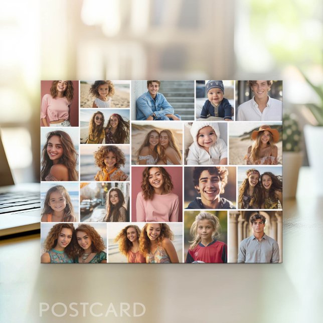 Modern Minimal - 20 Photo Collage Postcard (Photo Postcard - Customize with your favorite photos)