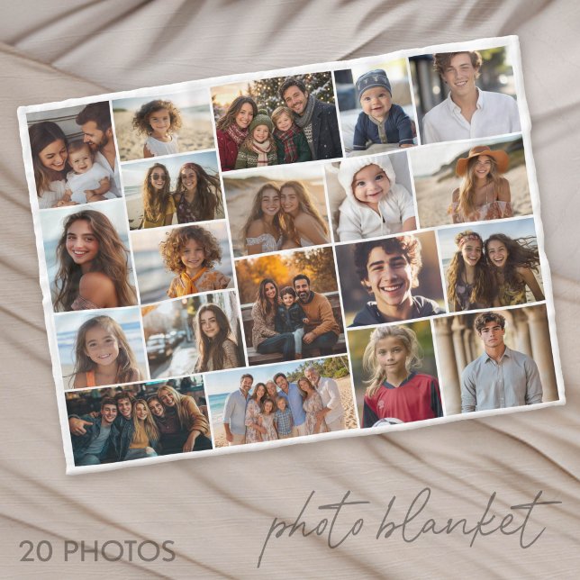 Modern Minimal - 20 Photos Only Fleece Blanket (Photo Blanket - Customize with your favorite pictures)