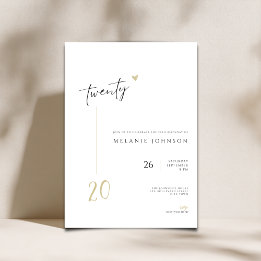 Modern Minimal 20th Birthday Party Invitation