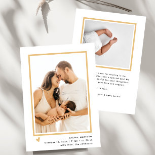 Modern Minimal 2 Photo Baby Shower Thank You Birth Announcement