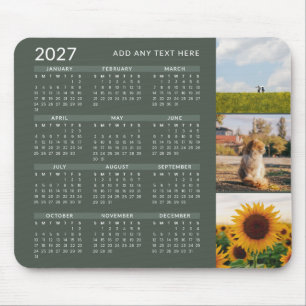 Modern Minimal 3 Photo 2027 Calendar Sage Green Mouse Mat