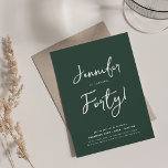 Modern Minimal 40th Birthday Script Emerald  Invitation<br><div class="desc">An elegant "40th Birthday" party invitation design with modern typography and custom text.</div>