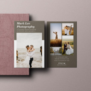 Modern Minimal 4 Photo Collage Photographer Business Card