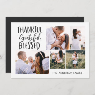 modern minimal 4 photo thanksgiving july 4th holid holiday card