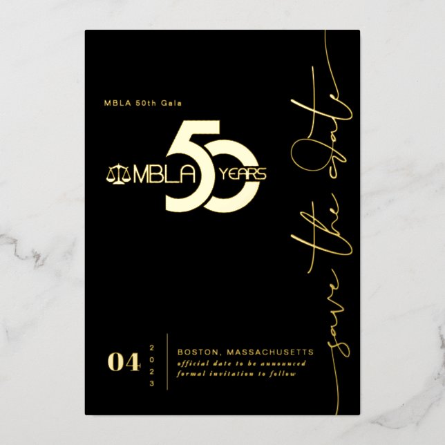 Modern Minimal | 50th Gala Save the Date (Front)
