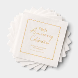 Modern Minimal 50th Wedding Anniversary Gold Foil Napkins