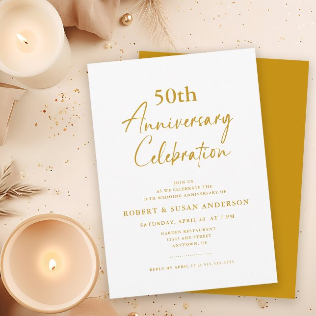 Modern Minimal 50th Wedding Anniversary Invitation (Creator Uploaded)