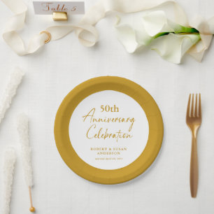 Modern Minimal 50th Wedding Anniversary Paper Plate