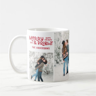 Modern minimal 5 photo Christmas elegant script Co Coffee Mug