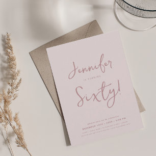 Modern Minimal 60th Birthday Script Blush Pink Invitation