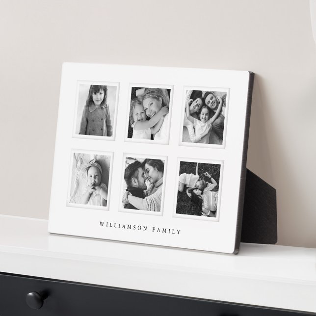Modern Minimal 6 Grid Matboard Black & White Photo Plaque (Modern Minimal 6 Grid Matboard Black & White Photo Plaque)