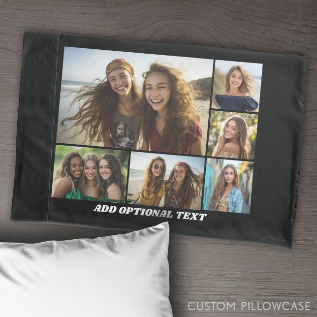 Modern Minimal - 6 Photo Collage  Pillowcase (Create Your Own Photo Collage Pillowcase)