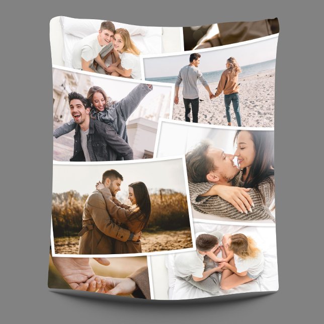 Modern minimal 8 photo elegant fleece blanket (Creator Uploaded)