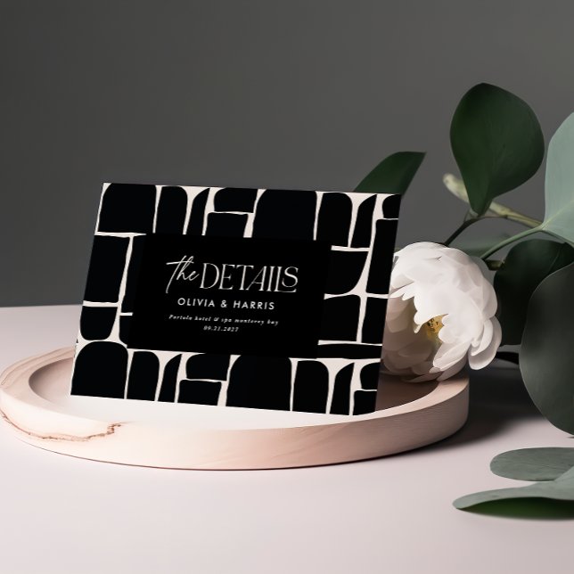 modern minimal abstract black white wedding detail card (Creator Uploaded)