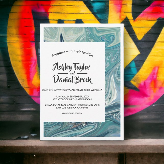 Modern Minimal Abstract Fine Art Painting Wedding Invitation (Creator Uploaded)