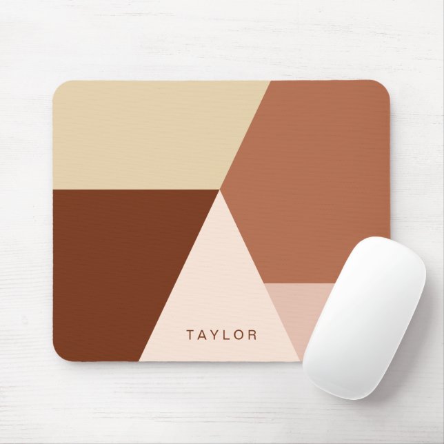 Modern minimal abstract geometric cappuccino mouse mat (With Mouse)