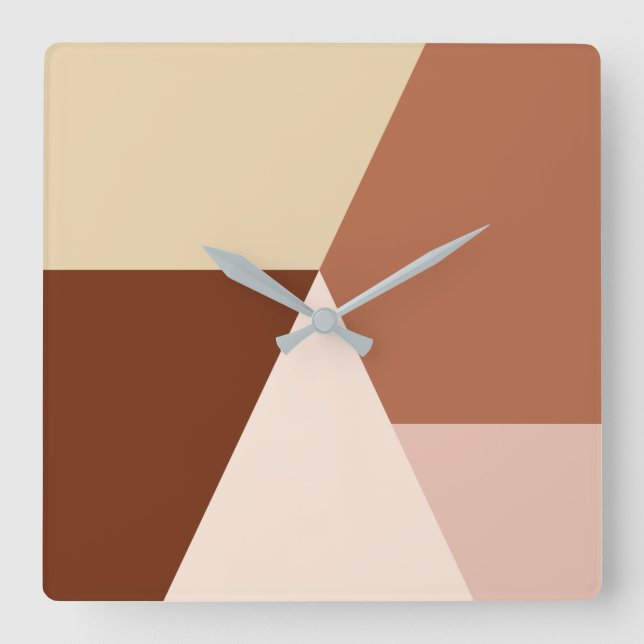 Modern minimal abstract geometric cappuccino square wall clock (Front)