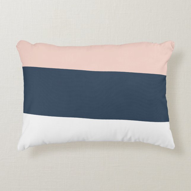 Modern minimal abstract geometric navy blue pink decorative cushion (Front)