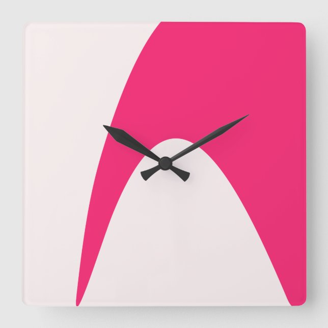 Modern minimal abstract magenta pink art square wall clock (Front)