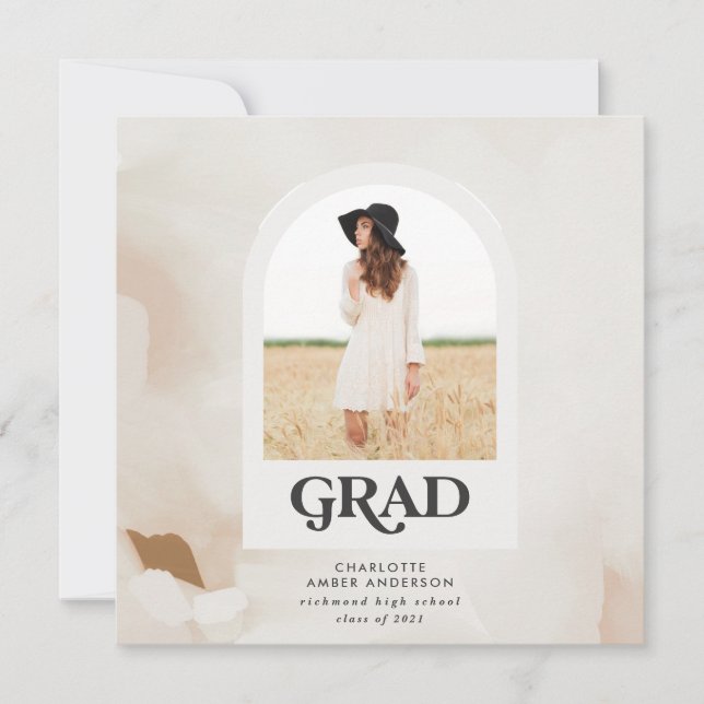 Modern minimal abstract photo collage graduate inv invitation (Front)