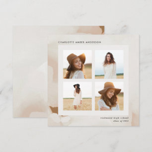 Modern minimal abstract photo collage graduate invitation