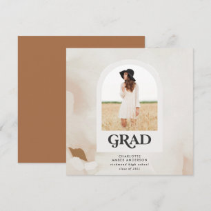 Modern minimal abstract photo graduate terracotta invitation